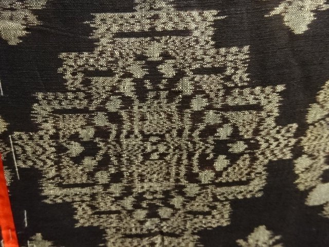 JAPANESE KIMONO / ANTIQUE FLORAL PATTERN WOVEN DORO OSHIMA TSUMUGI KIM